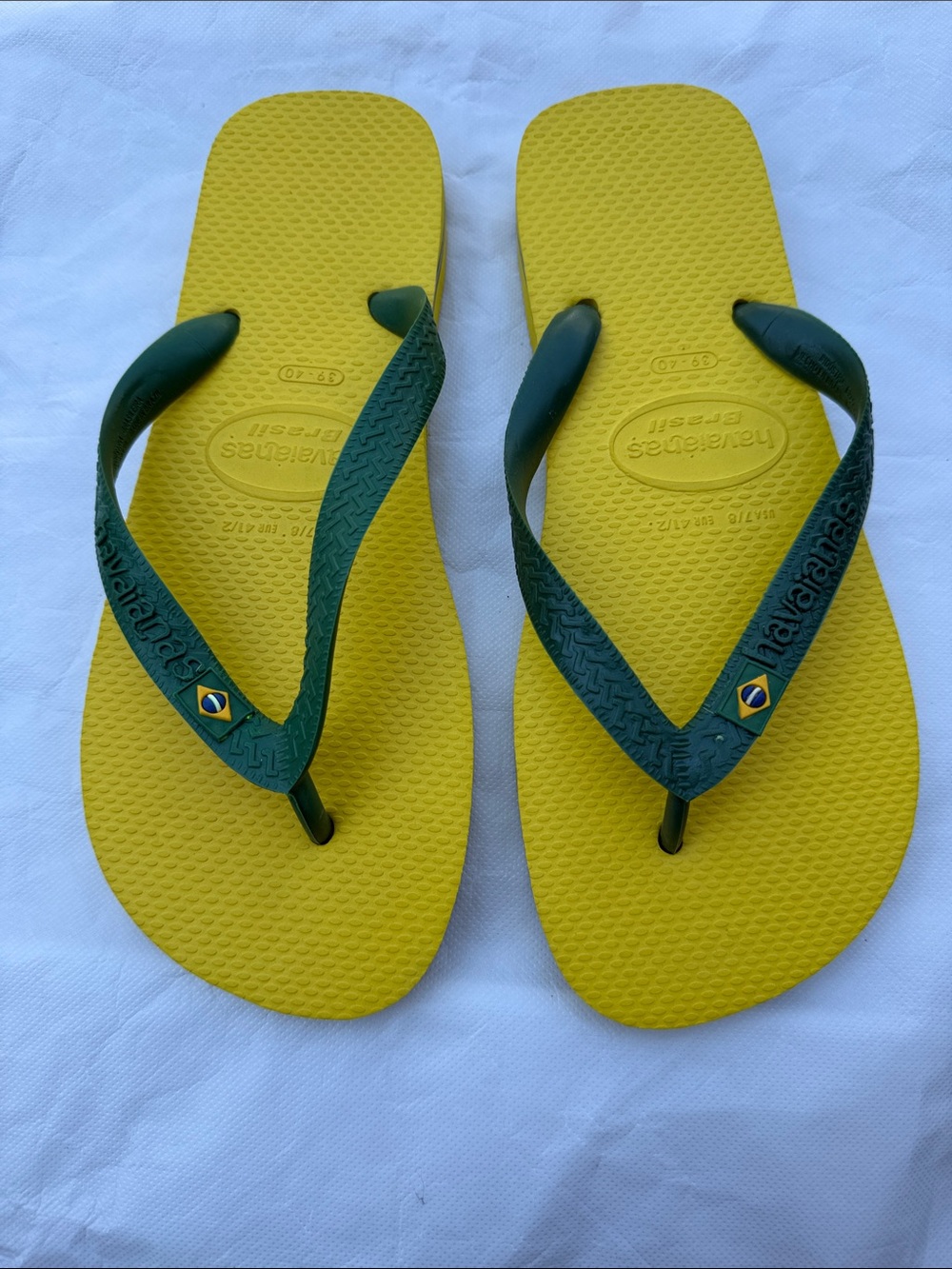 Havaianas Yellow Footbed with Green Straps Flip Flops